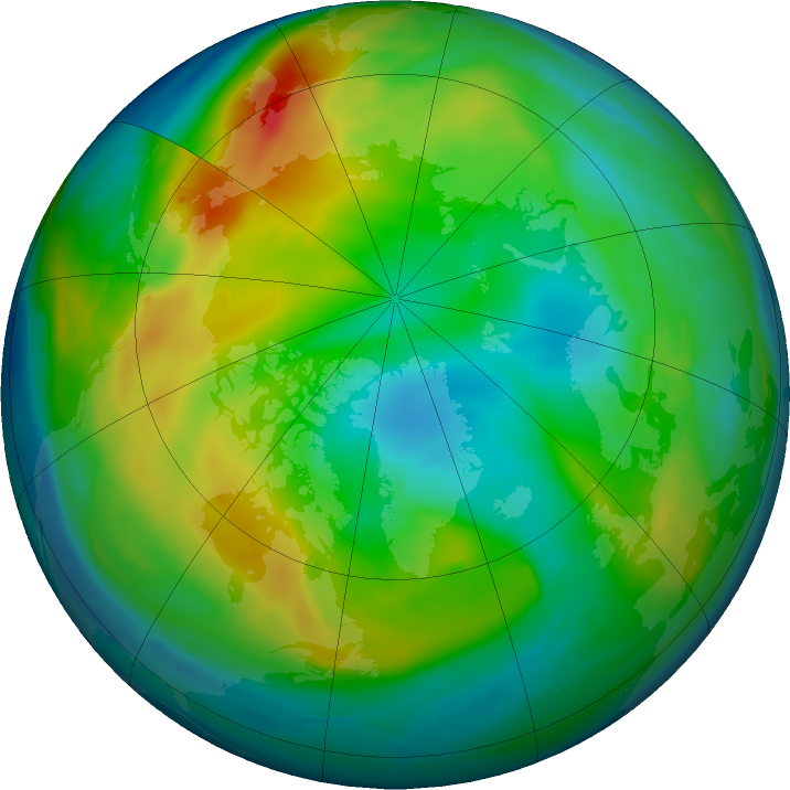 Arctic ozone map for 05 December 2021